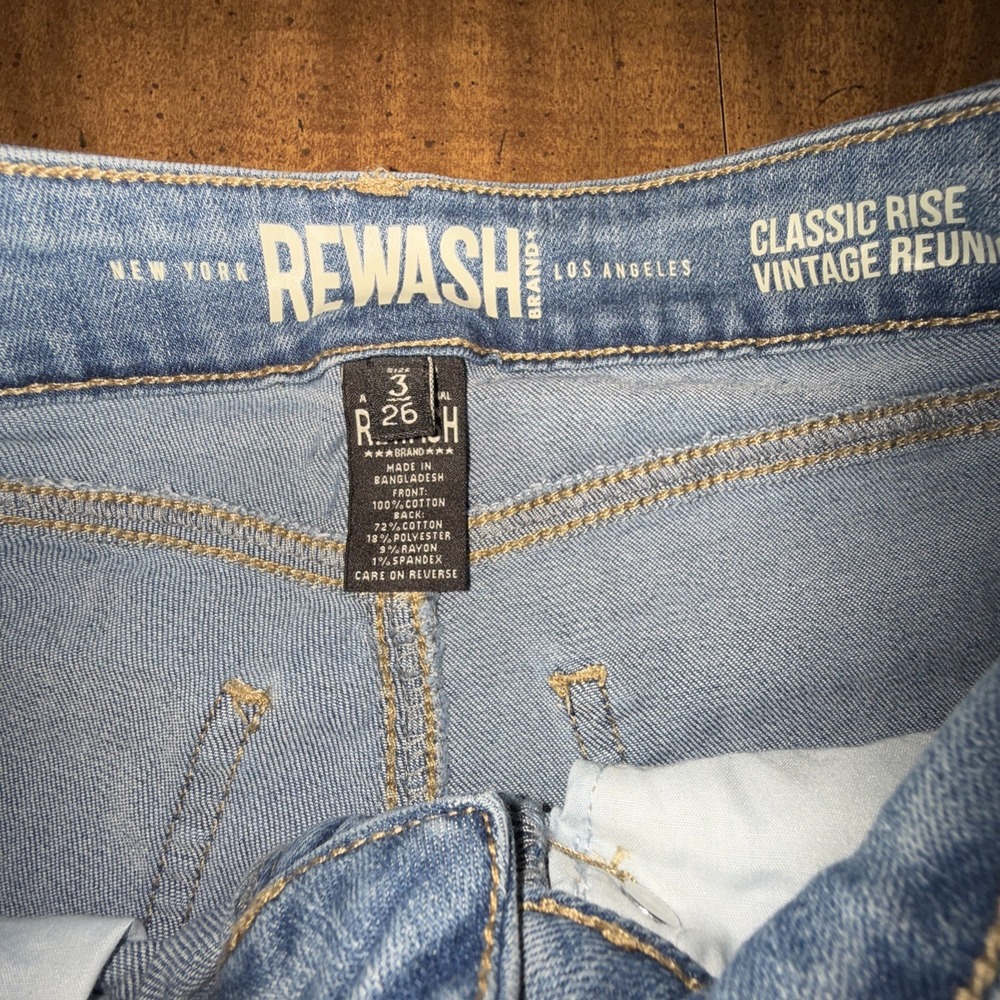 REWASH Classic Rise Vintage Reunion Cropped Jeans‎ Sz 3/26 Stretch Distressed - Picture 3 of 7